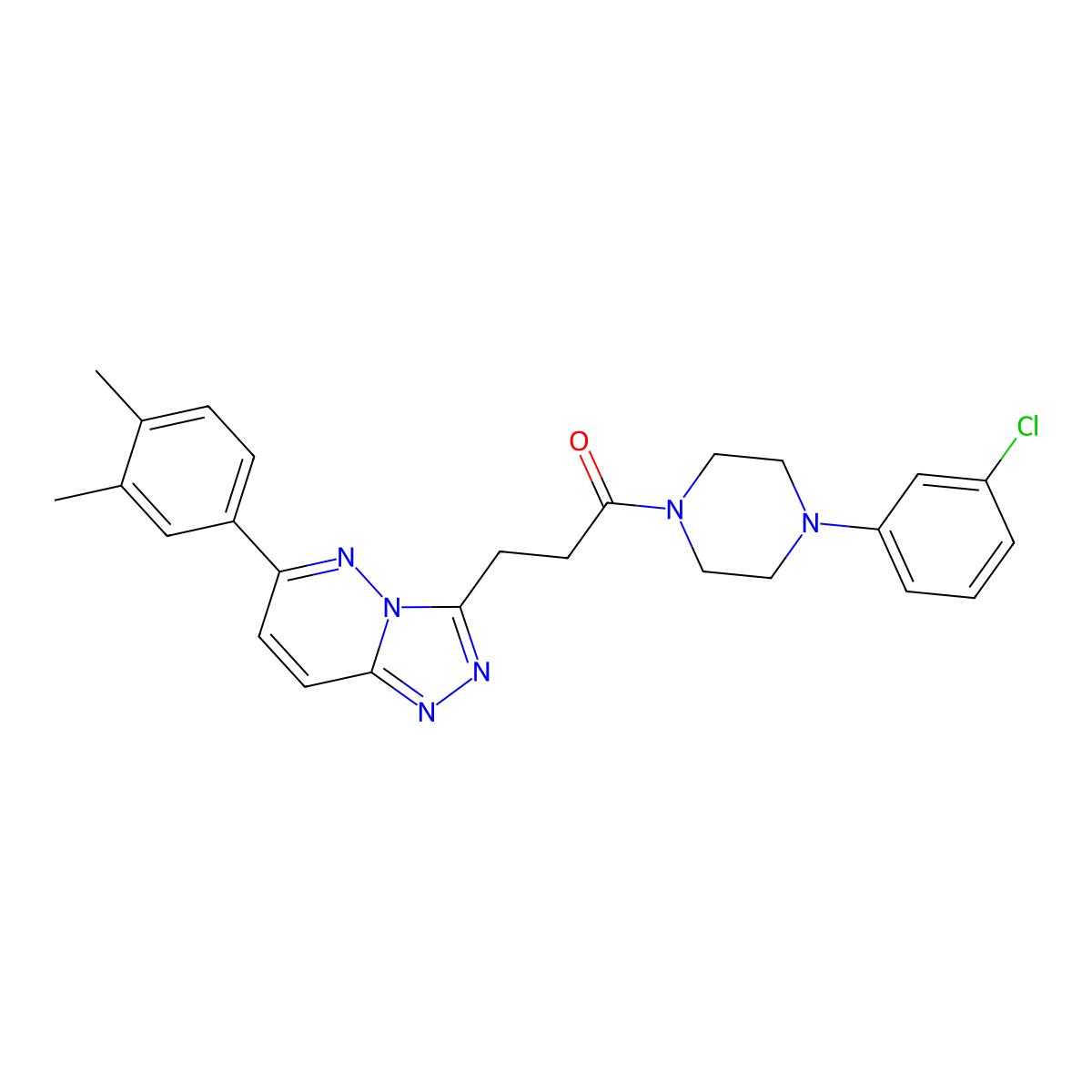 1-[4-(3-Chlorophenyl)piperazin-1-yl]-3-[6-(3,4-dimethylphenyl)-[1,2,4]triazolo[4,3-b]pyridazin-3-yl]propan-1-one molecular structure, CAS 1189448-05-2