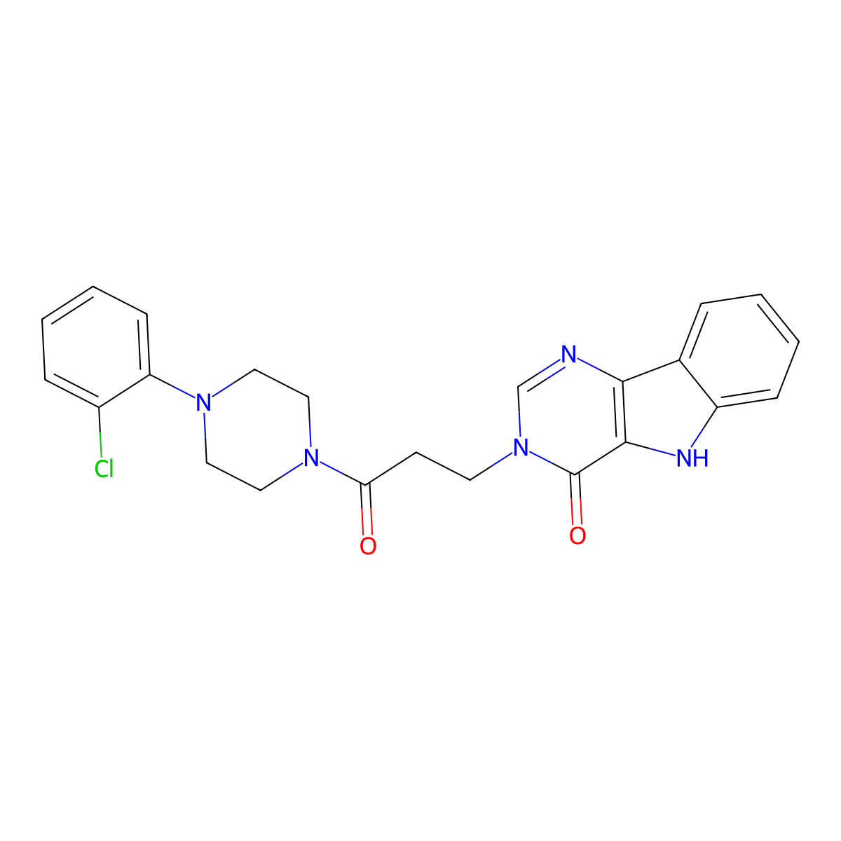 3-(3-(4-(2-chlorophenyl)piperazin-1-yl)-3-oxopropyl)-3H-pyrimido[5,4-b]indol-4(5H)-one molecular structure, CAS 1189448-15-4