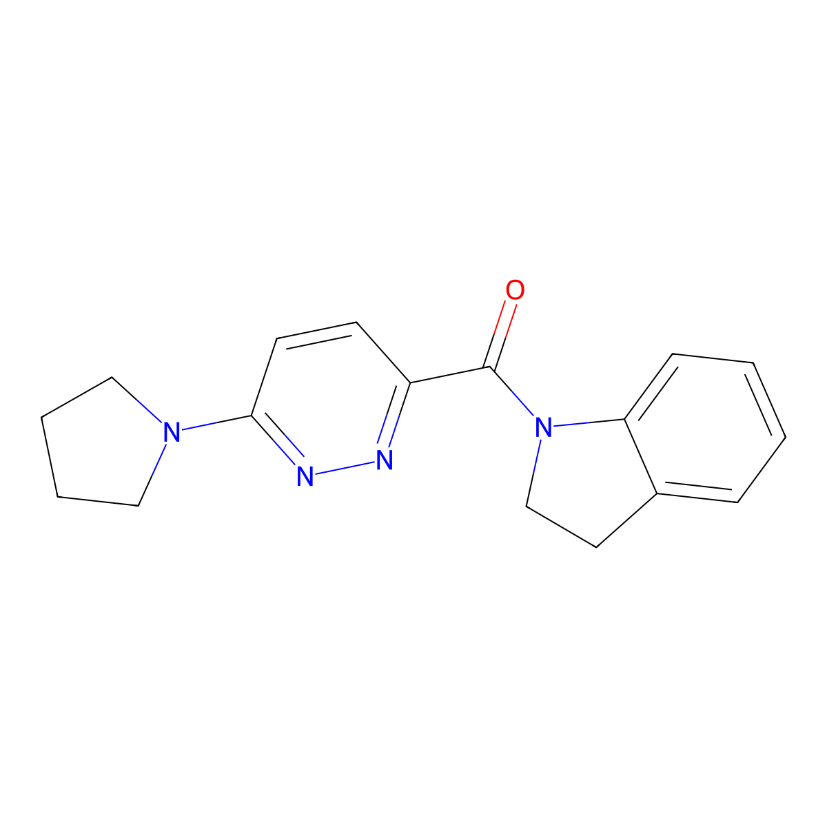 Indolin-1-yl(6-(pyrrolidin-1-yl)pyridazin-3-yl)methanone molecular structure, CAS 1189448-91-6