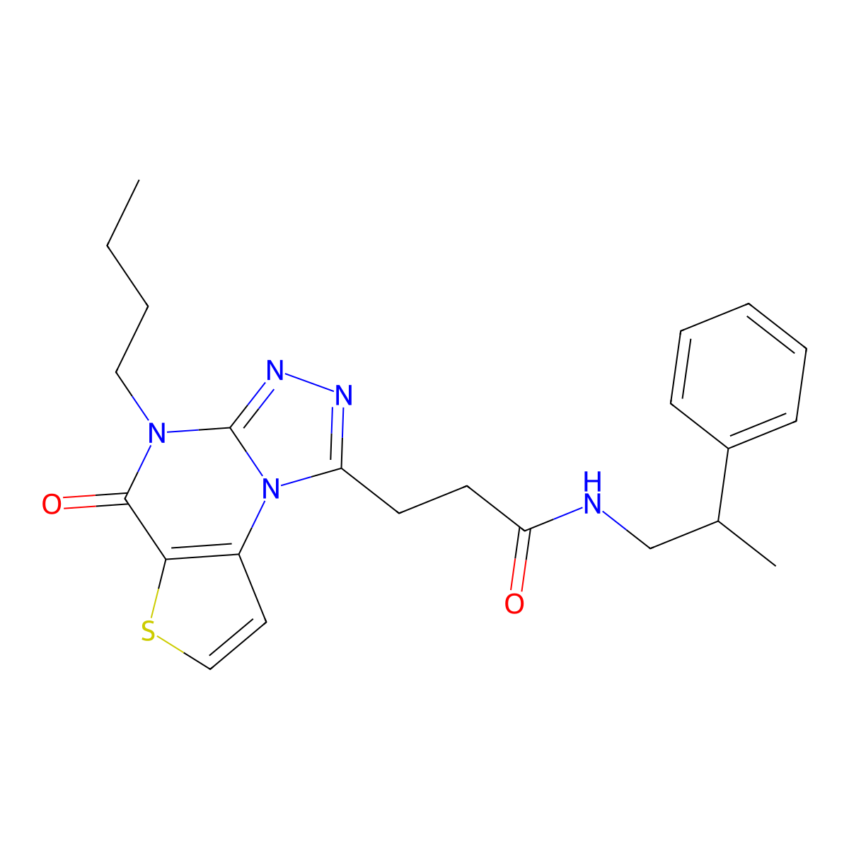 3-(4-butyl-5-oxo-4,5-dihydrothieno[2,3-e][1,2,4]triazolo[4,3-a]pyrimidin-1-yl)-N-(2-phenylpropyl)propanamide molecular structure, CAS 1189449-07-7