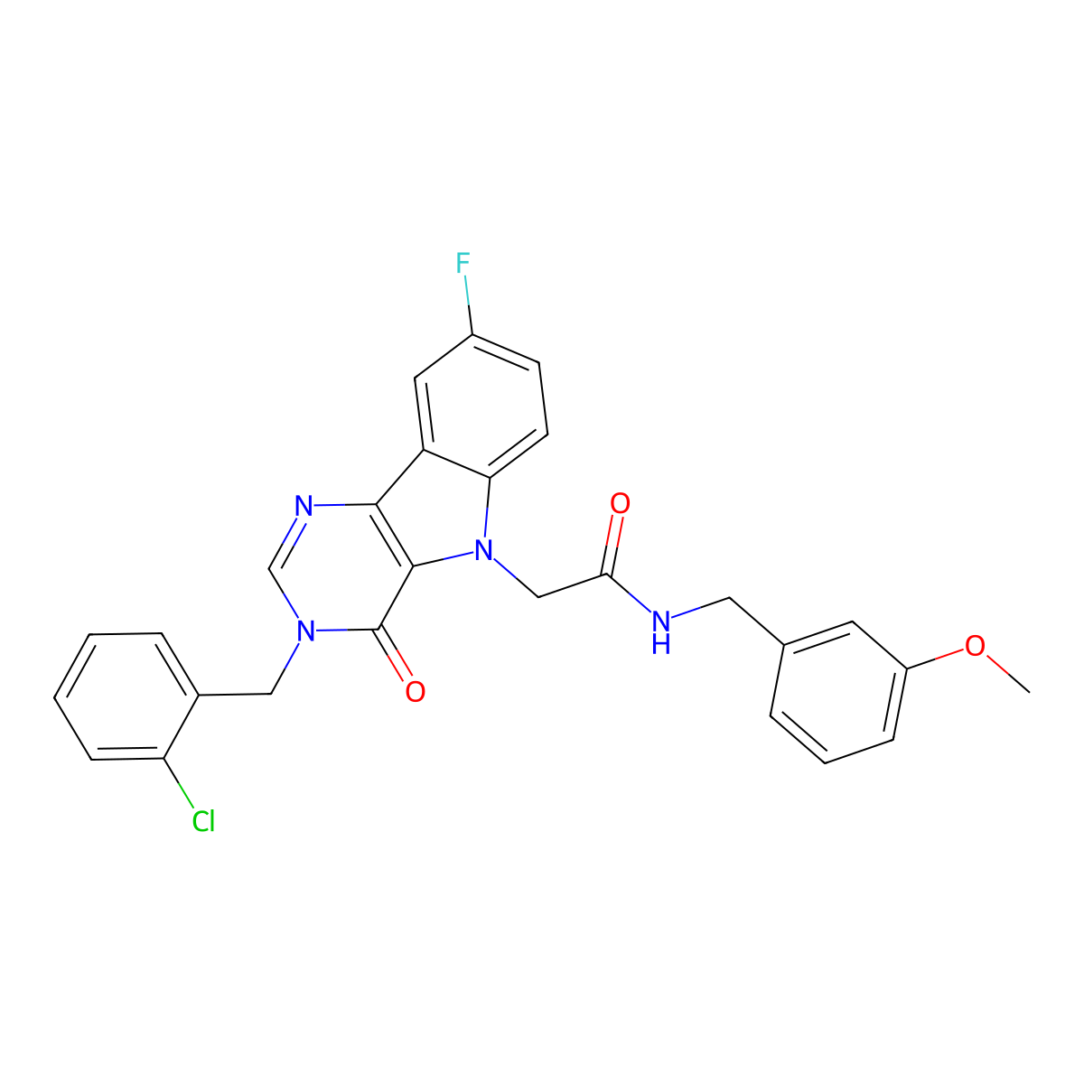 2-(3-(2-chlorobenzyl)-8-fluoro-4-oxo-3H-pyrimido[5,4-b]indol-5(4H)-yl)-N-(3-methoxybenzyl)acetamide molecular structure, CAS 1189449-63-5