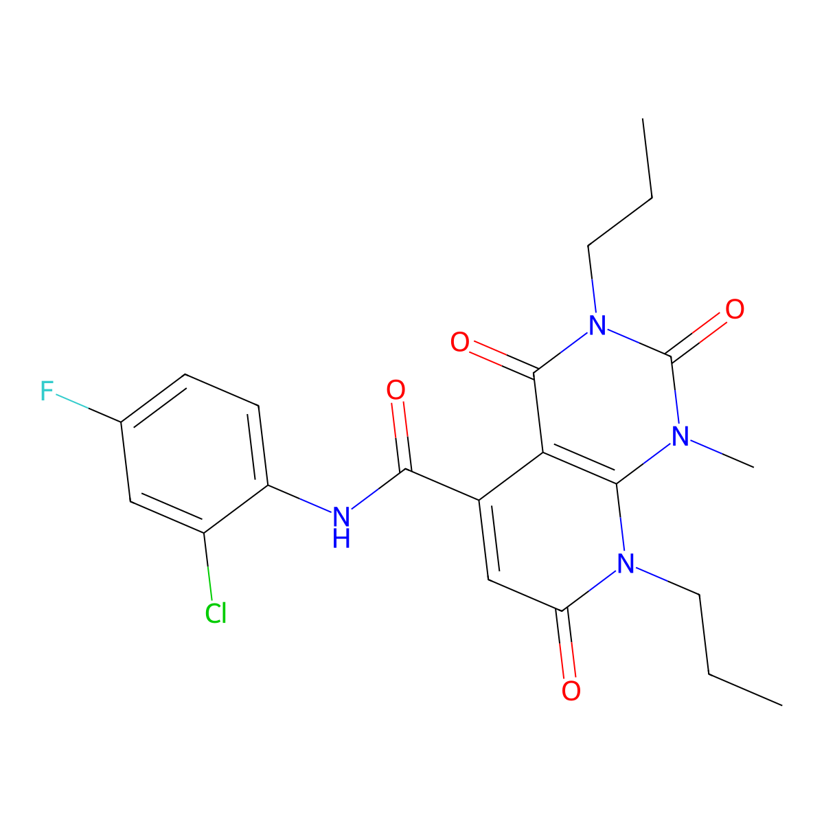 N-(2-chloro-4-fluorophenyl)-1-methyl-2,4,7-trioxo-3,8-dipropyl-1,2,3,4,7,8-hexahydropyrido[2,3-d]pyrimidine-5-carboxamide molecular structure, CAS 1189449-71-5
