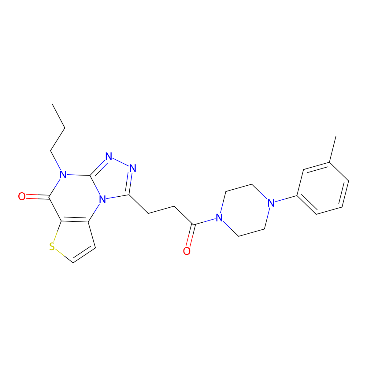 1-(3-oxo-3-(4-(m-tolyl)piperazin-1-yl)propyl)-4-propylthieno[2,3-e][1,2,4]triazolo[4,3-a]pyrimidin-5(4H)-one molecular structure, CAS 1189450-03-0