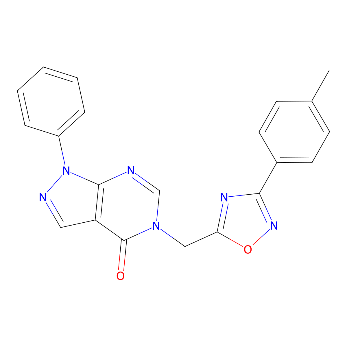 5-{[3-(4-methylphenyl)-1,2,4-oxadiazol-5-yl]methyl}-1-phenyl-1H,4H,5H-pyrazolo[3,4-d]pyrimidin-4-one molecular structure, CAS 1189450-17-6