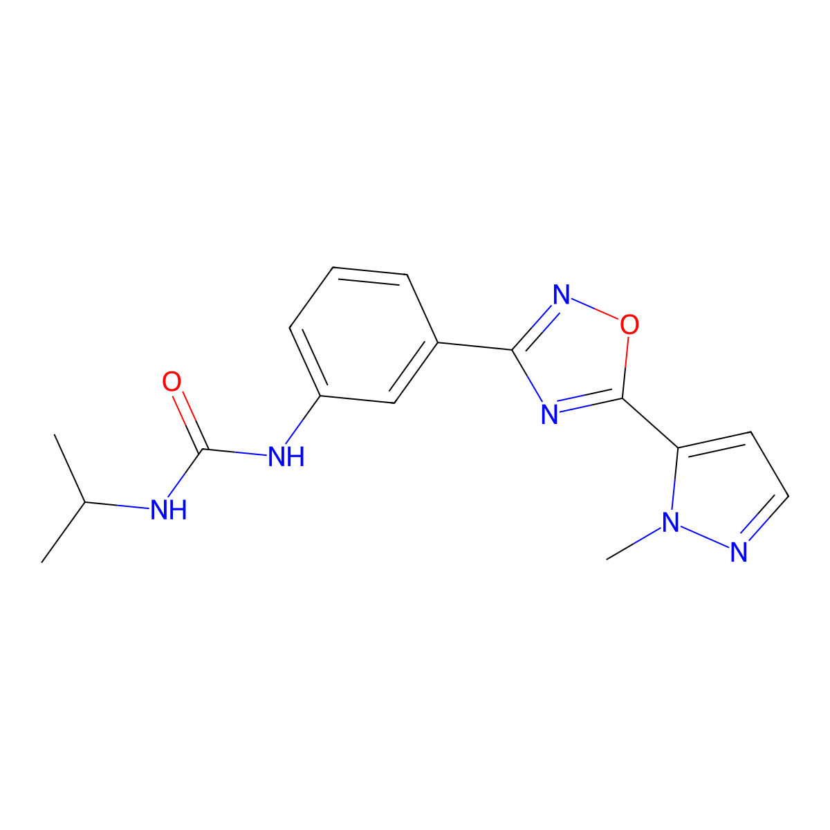 1-{3-[5-(1-Methyl-1H-pyrazol-5-YL)-1,2,4-oxadiazol-3-YL]phenyl}-3-(propan-2-YL)urea molecular structure, CAS 1189450-22-3