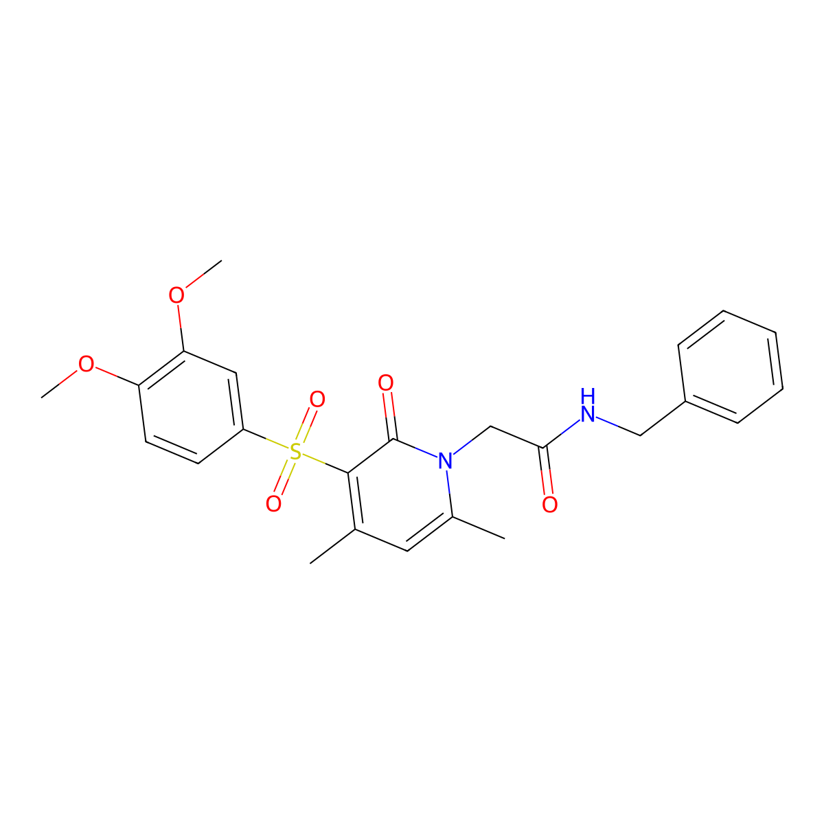 N-benzyl-2-(3-((3,4-dimethoxyphenyl)sulfonyl)-4,6-dimethyl-2-oxopyridin-1(2H)-yl)acetamide molecular structure, CAS 1189450-65-4