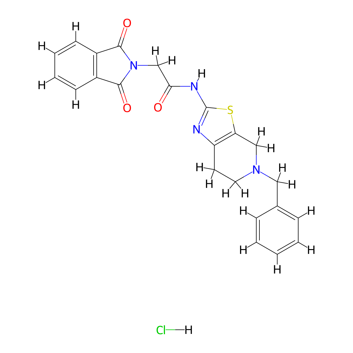 N-(5-benzyl-4,5,6,7-tetrahydrothiazolo[5,4-c]pyridin-2-yl)-2-(1,3-dioxoisoindolin-2-yl)acetamide hydrochloride molecular structure, CAS 1189451-51-1