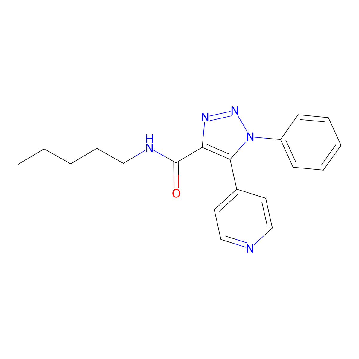 N-pentyl-1-phenyl-5-(pyridin-4-yl)-1H-1,2,3-triazole-4-carboxamide molecular structure, CAS 1189452-07-0
