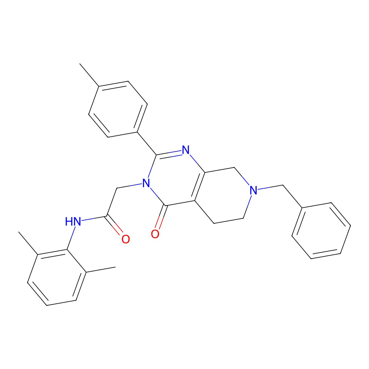 2-[7-benzyl-2-(4-methylphenyl)-4-oxo-3H,4H,5H,6H,7H,8H-pyrido[3,4-d]pyrimidin-3-yl]-N-(2,6-dimethylphenyl)acetamide molecular structure, CAS 1189452-40-1