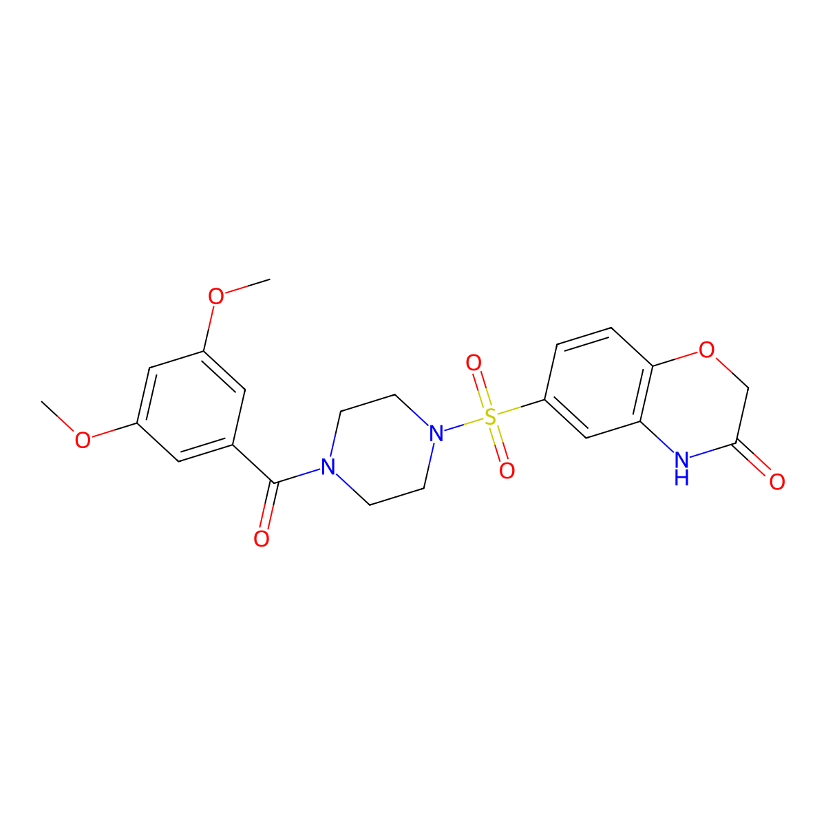 6-{[4-(3,5-Dimethoxybenzoyl)piperazin-1-YL]sulfonyl}-3,4-dihydro-2H-1,4-benzoxazin-3-one molecular structure, CAS 1189452-54-7