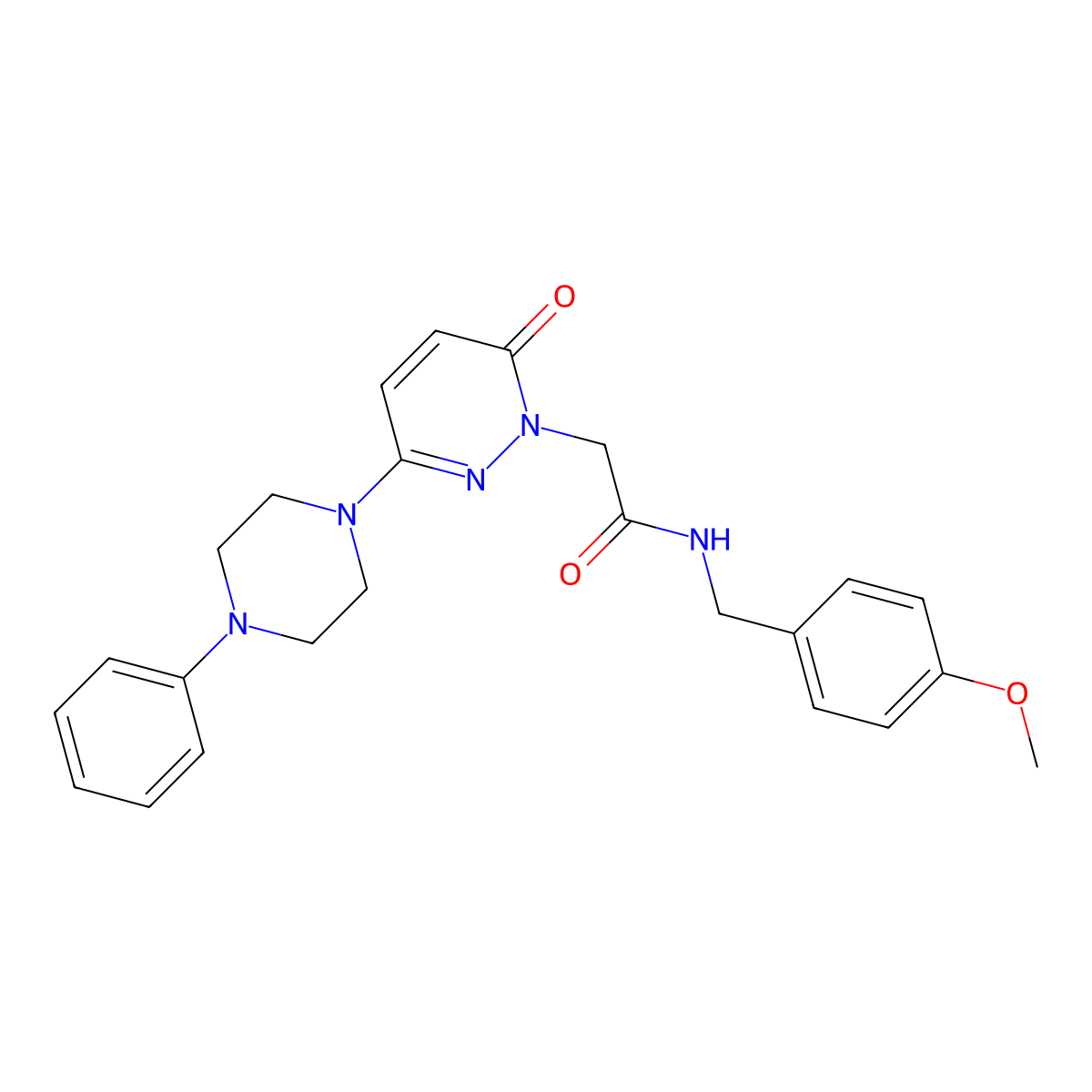 N-(4-methoxybenzyl)-2-[6-oxo-3-(4-phenylpiperazin-1-yl)pyridazin-1(6H)-yl]acetamide molecular structure, CAS 1189452-81-0
