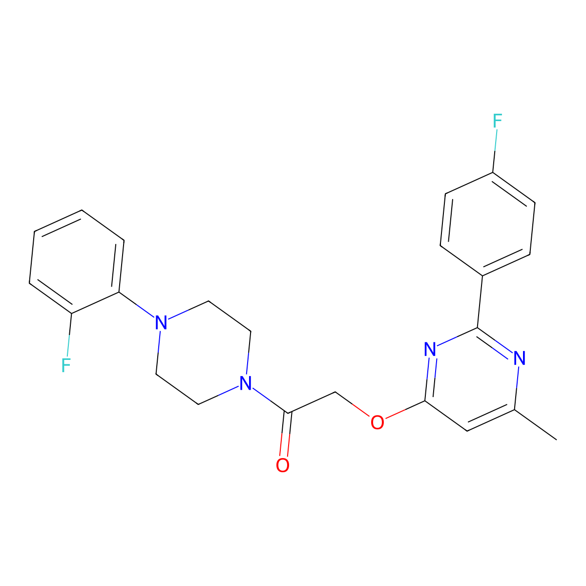2-((2-(4-Fluorophenyl)-6-methylpyrimidin-4-yl)oxy)-1-(4-(2-fluorophenyl)piperazin-1-yl)ethanone molecular structure, CAS 1189452-91-2