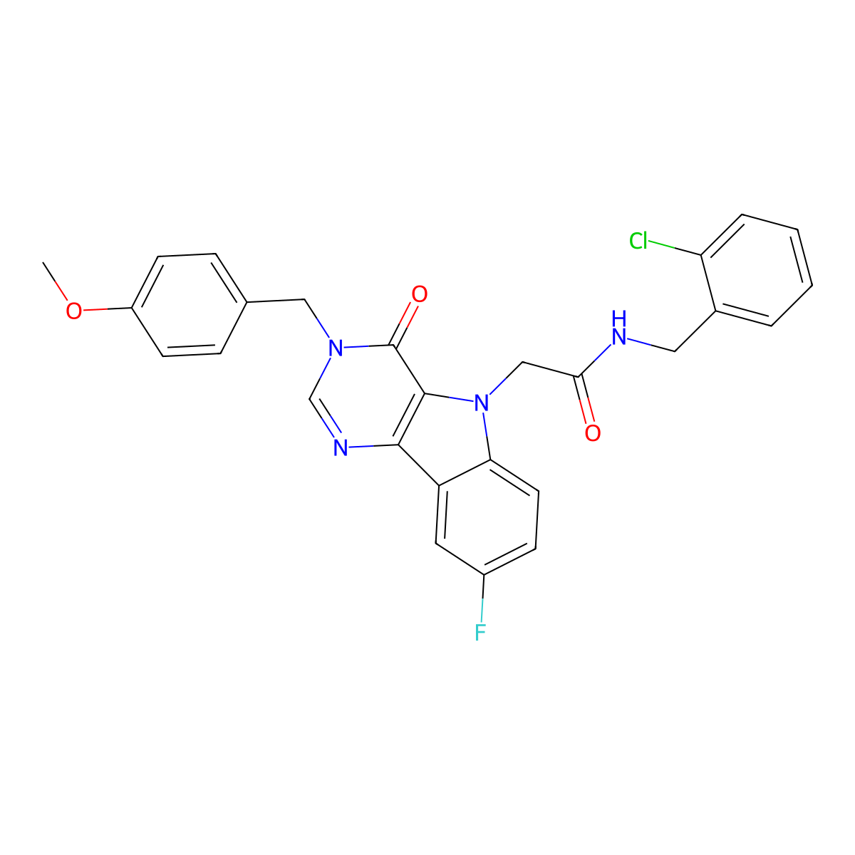 N-(2-chlorobenzyl)-2-(8-fluoro-3-(4-methoxybenzyl)-4-oxo-3H-pyrimido[5,4-b]indol-5(4H)-yl)acetamide molecular structure, CAS 1189453-60-8