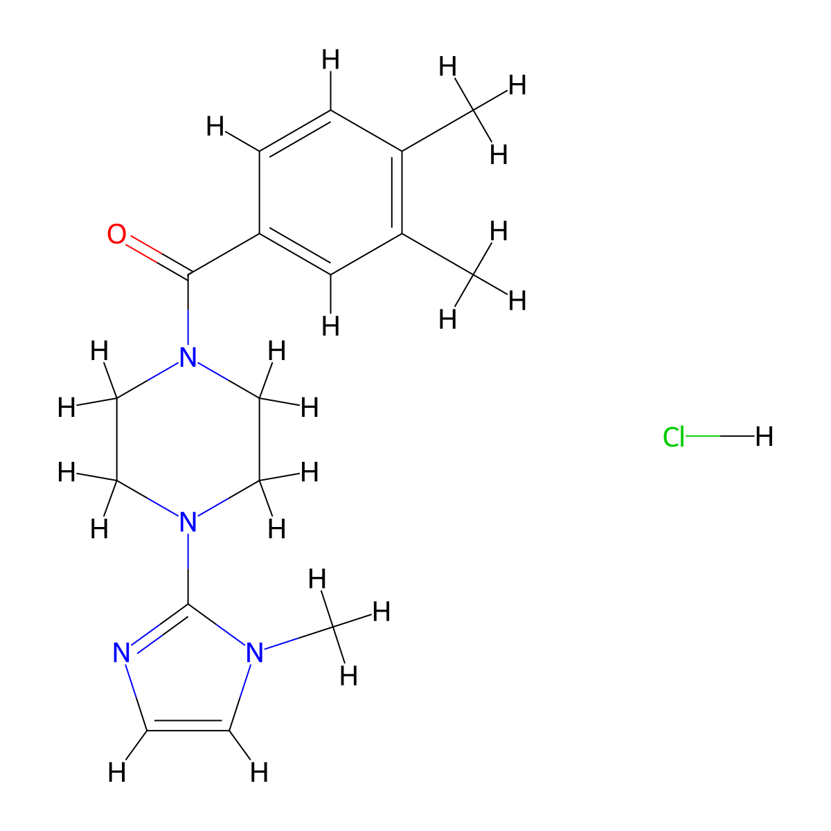 (3,4-dimethylphenyl)(4-(1-methyl-1H-imidazol-2-yl)piperazin-1-yl)methanone hydrochloride molecular structure, CAS 1189455-25-1
