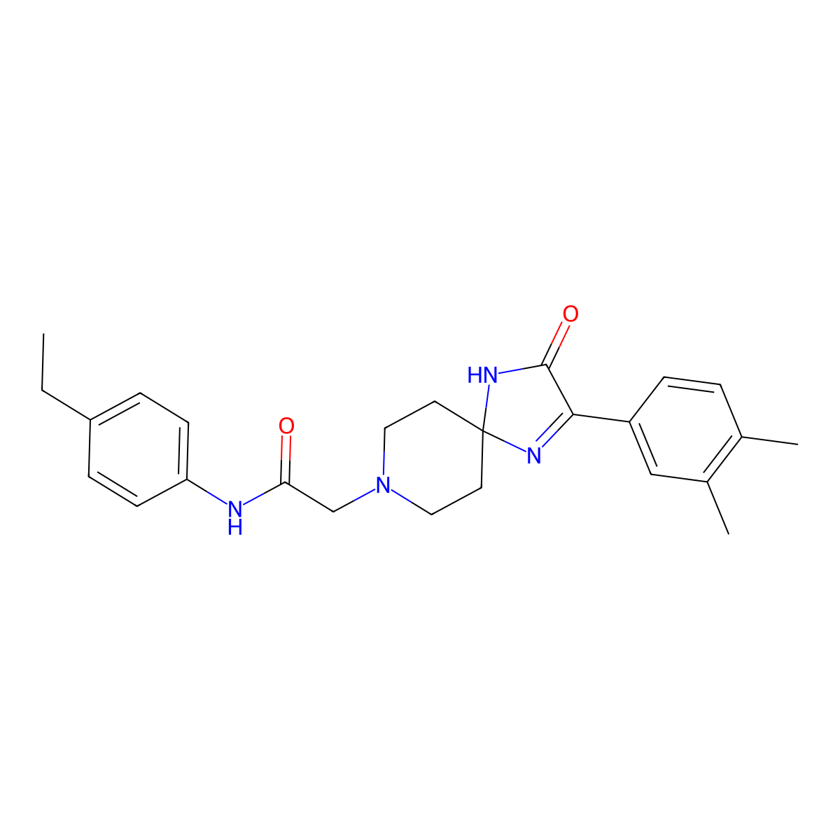 2-[2-(3,4-dimethylphenyl)-3-oxo-1,4,8-triazaspiro[4.5]dec-1-en-8-yl]-N-(4-ethylphenyl)acetamide molecular structure, CAS 1189455-82-0