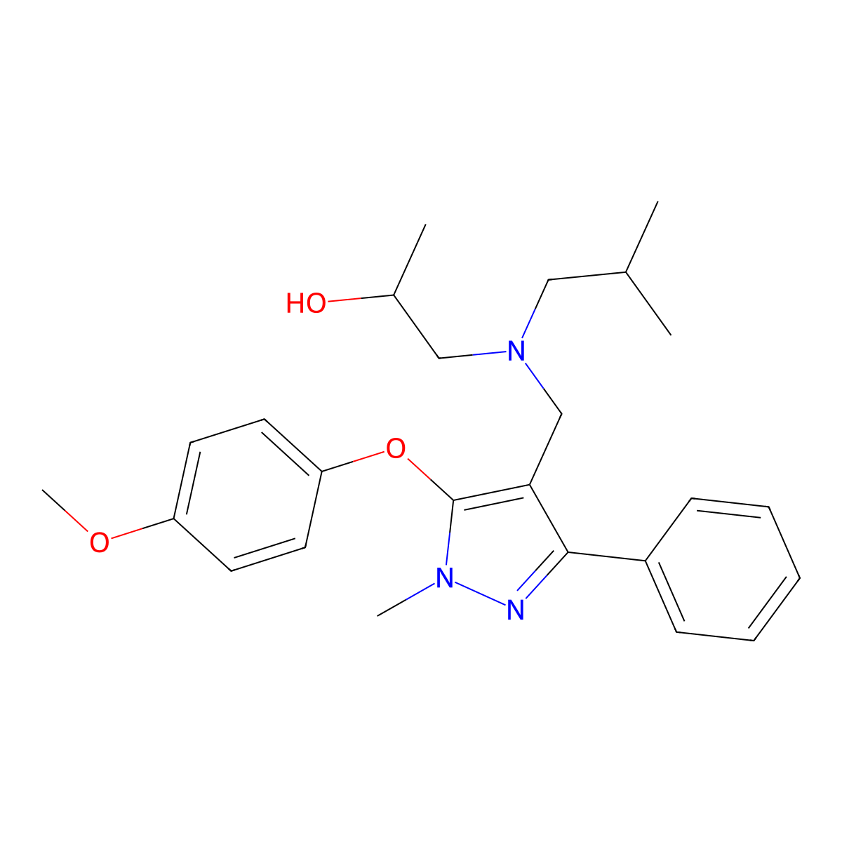 1-(isobutyl{[5-(4-methoxyphenoxy)-1-methyl-3-phenyl-1H-pyrazol-4-yl]methyl}amino)-2-propanol molecular structure, CAS 1189456-29-8
