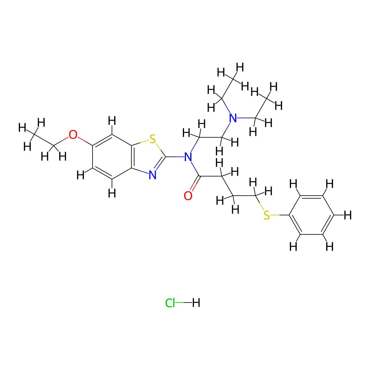 N-(2-(diethylamino)ethyl)-N-(6-ethoxybenzo[d]thiazol-2-yl)-4-(phenylthio)butanamide hydrochloride molecular structure, CAS 1189456-37-8