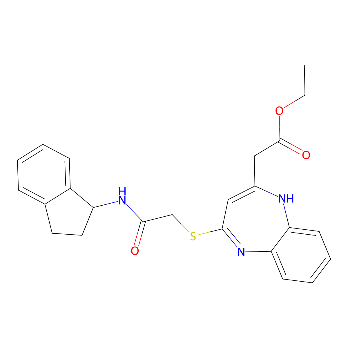 ethyl (4-{[2-(2,3-dihydro-1H-inden-1-ylamino)-2-oxoethyl]thio}-1H-1,5-benzodiazepin-2-yl)acetate molecular structure, CAS 1189456-63-0