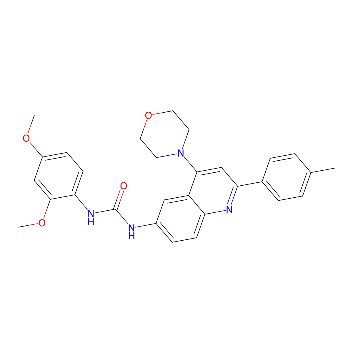 1-(2,4-Dimethoxyphenyl)-3-(4-morpholino-2-(p-tolyl)quinolin-6-yl)urea molecular structure, CAS 1189456-70-9