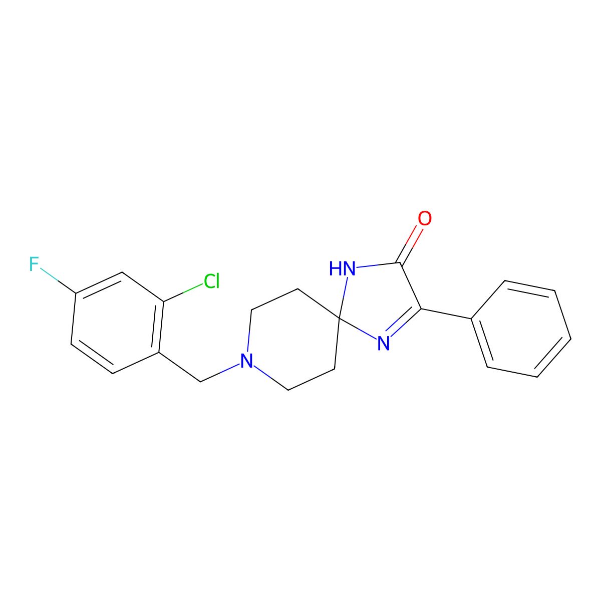 8-[(2-Chloro-4-fluorophenyl)methyl]-3-phenyl-1,4,8-triazaspiro[4.5]dec-3-EN-2-one molecular structure, CAS 1189457-87-1