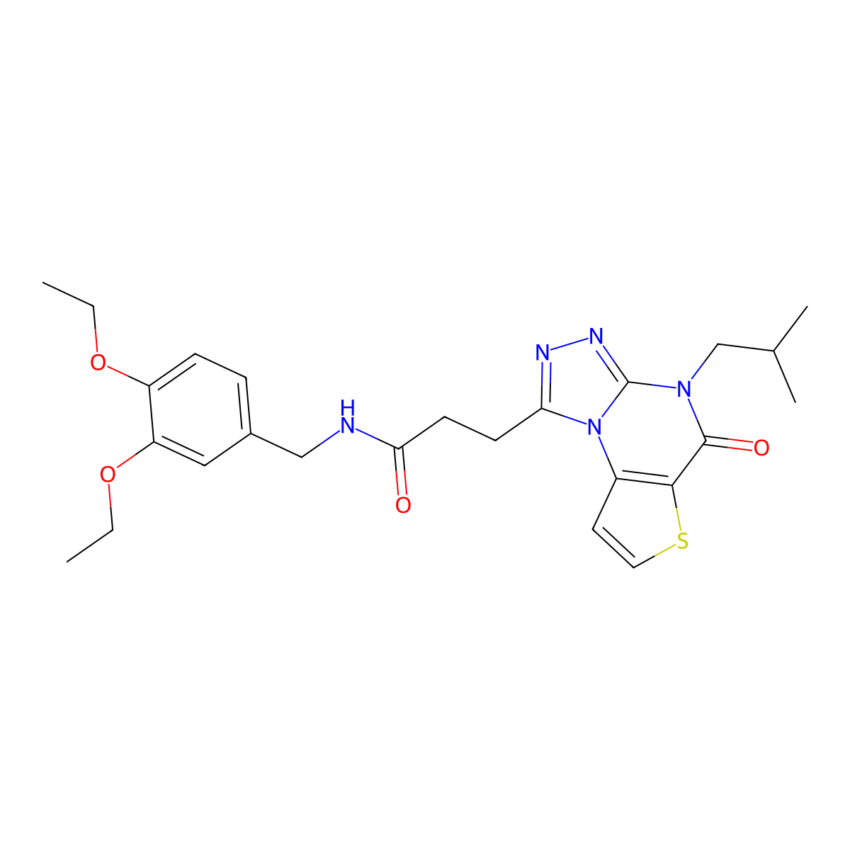 N-(3,4-diethoxybenzyl)-3-(4-isobutyl-5-oxo-4,5-dihydrothieno[2,3-e][1,2,4]triazolo[4,3-a]pyrimidin-1-yl)propanamide molecular structure, CAS 1189458-46-5