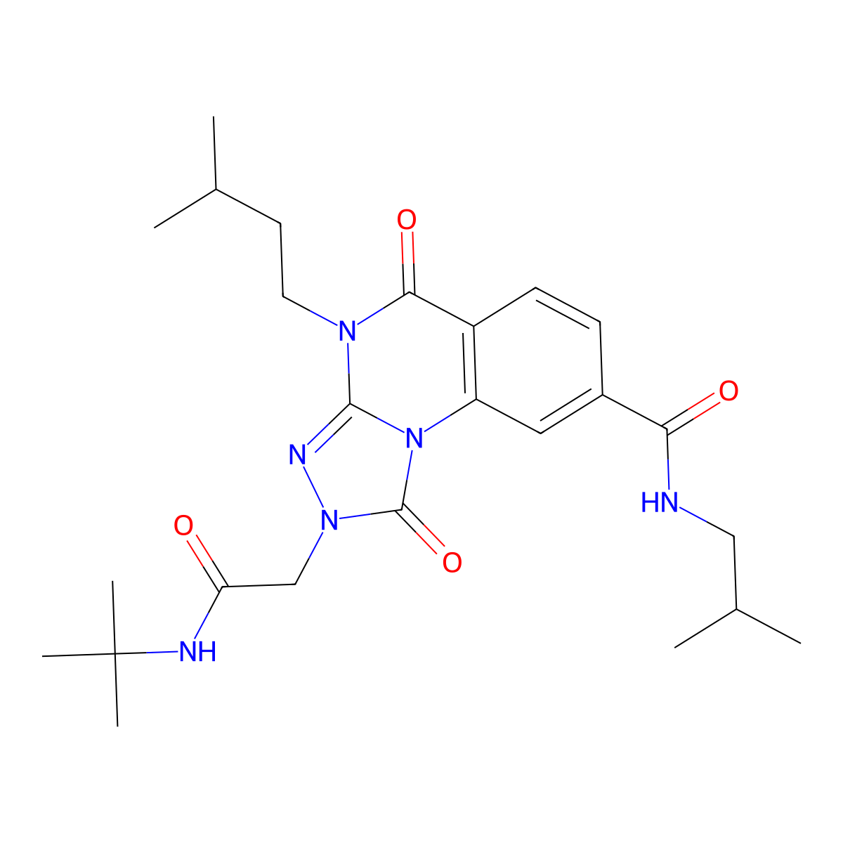 2-(2-(tert-butylamino)-2-oxoethyl)-N-isobutyl-4-isopentyl-1,5-dioxo-1,2,4,5-tetrahydro-[1,2,4]triazolo[4,3-a]quinazoline-8-carboxamide molecular structure, CAS 1189458-88-5