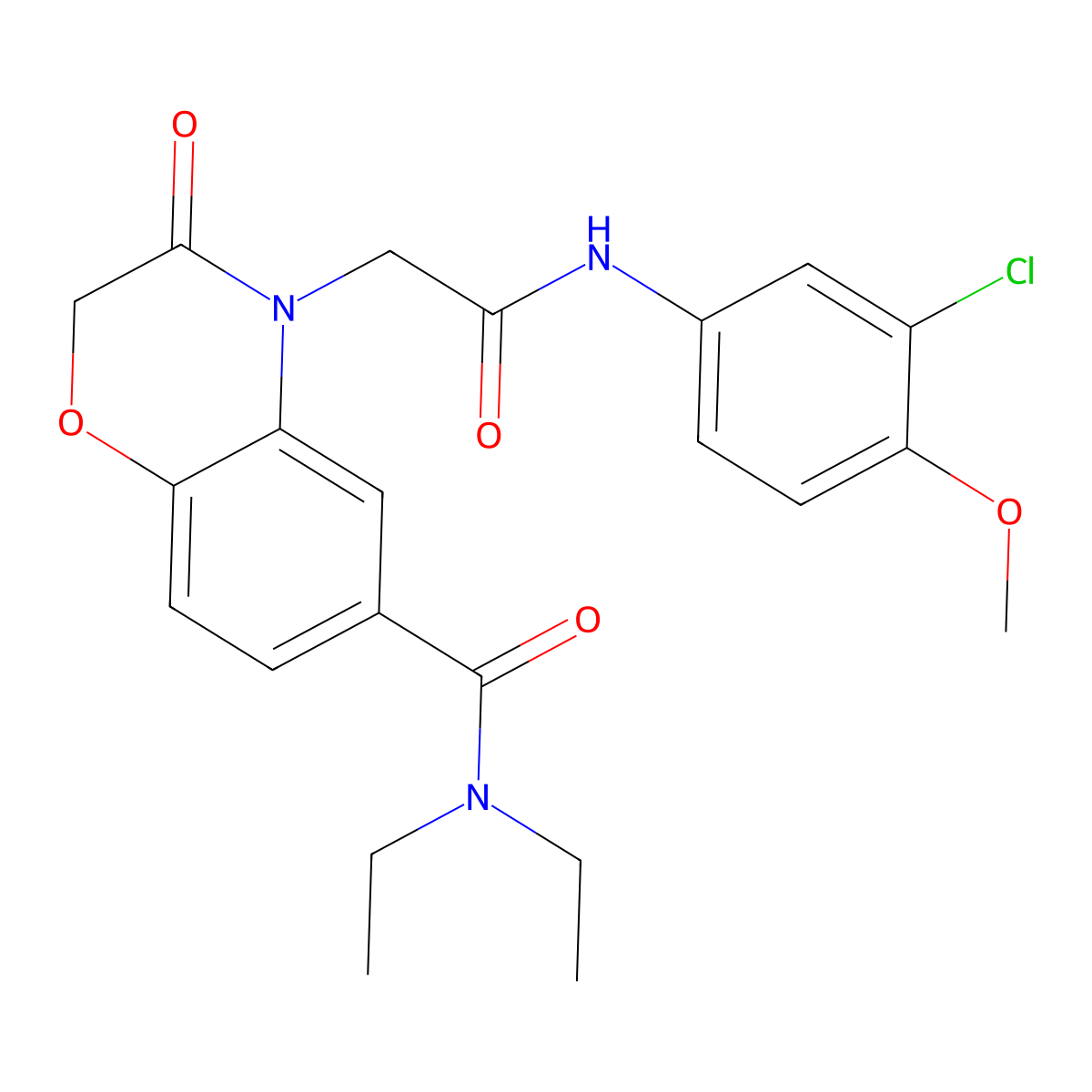 4-{2-[(3-chloro-4-methoxyphenyl)amino]-2-oxoethyl}-N,N-diethyl-3-oxo-3,4-dihydro-2H-1,4-benzoxazine-6-carboxamide molecular structure, CAS 1189459-00-4