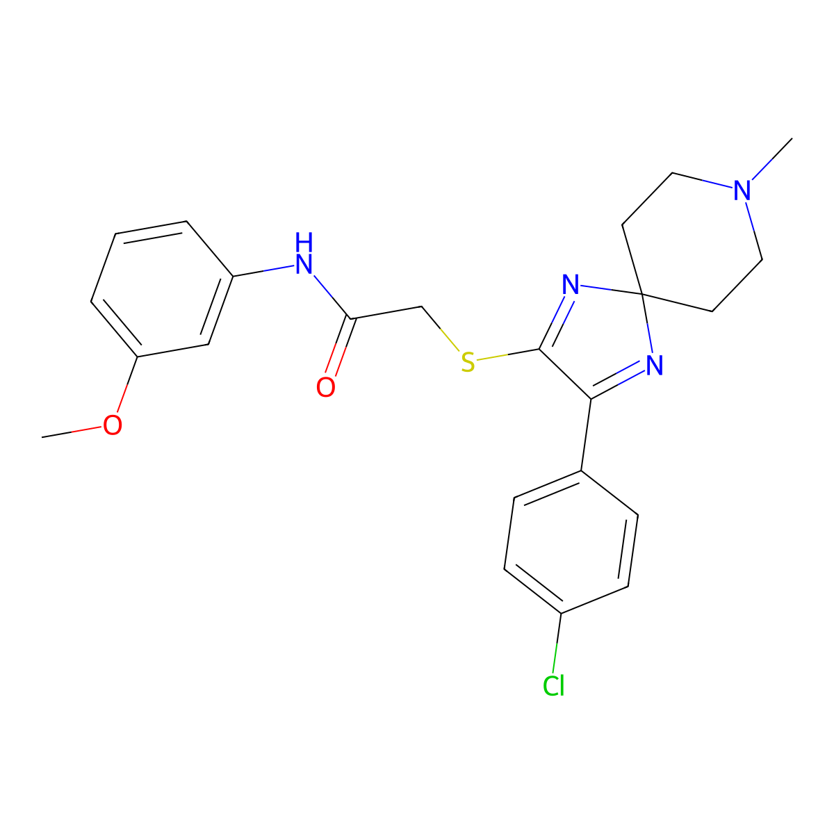 2-{[3-(4-Chlorophenyl)-8-methyl-1,4,8-triazaspiro[4.5]deca-1,3-dien-2-YL]sulfanyl}-N-(3-methoxyphenyl)acetamide molecular structure, CAS 1189460-02-3
