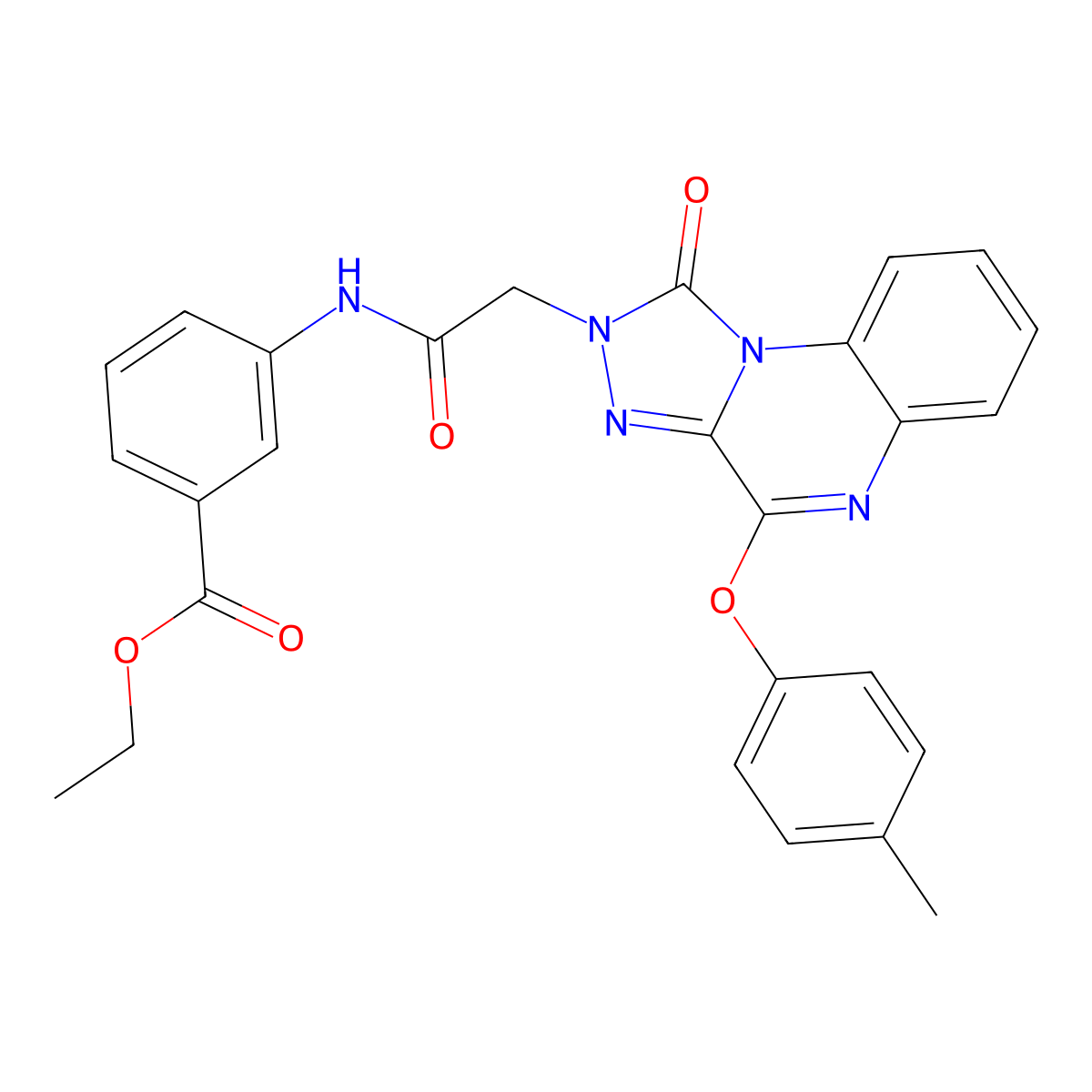 ethyl 3-({[4-(4-methylphenoxy)-1-oxo[1,2,4]triazolo[4,3-a]quinoxalin-2(1H)-yl]acetyl}amino)benzoate molecular structure, CAS 1189460-13-6