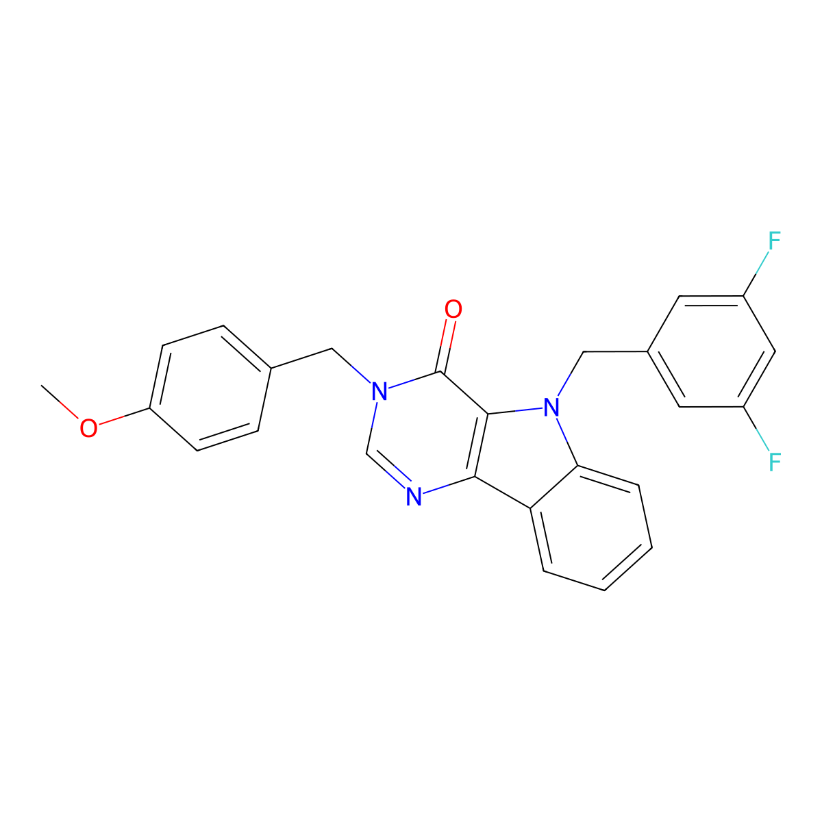 5-(3,5-difluorobenzyl)-3-(4-methoxybenzyl)-3H-pyrimido[5,4-b]indol-4(5H)-one molecular structure, CAS 1189460-46-5