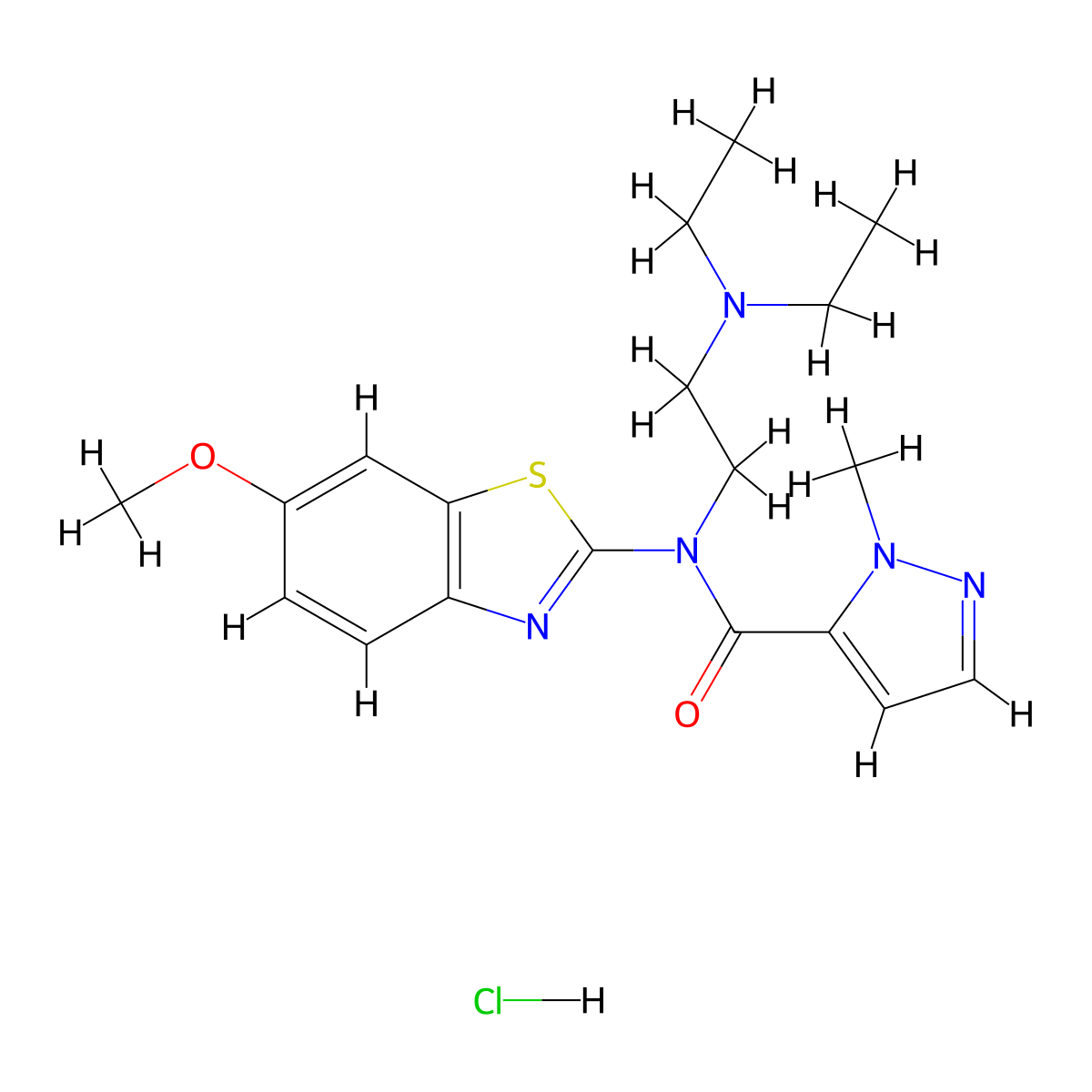 N-(2-(diethylamino)ethyl)-N-(6-methoxybenzo[d]thiazol-2-yl)-1-methyl-1H-pyrazole-5-carboxamide hydrochloride molecular structure, CAS 1189460-51-2