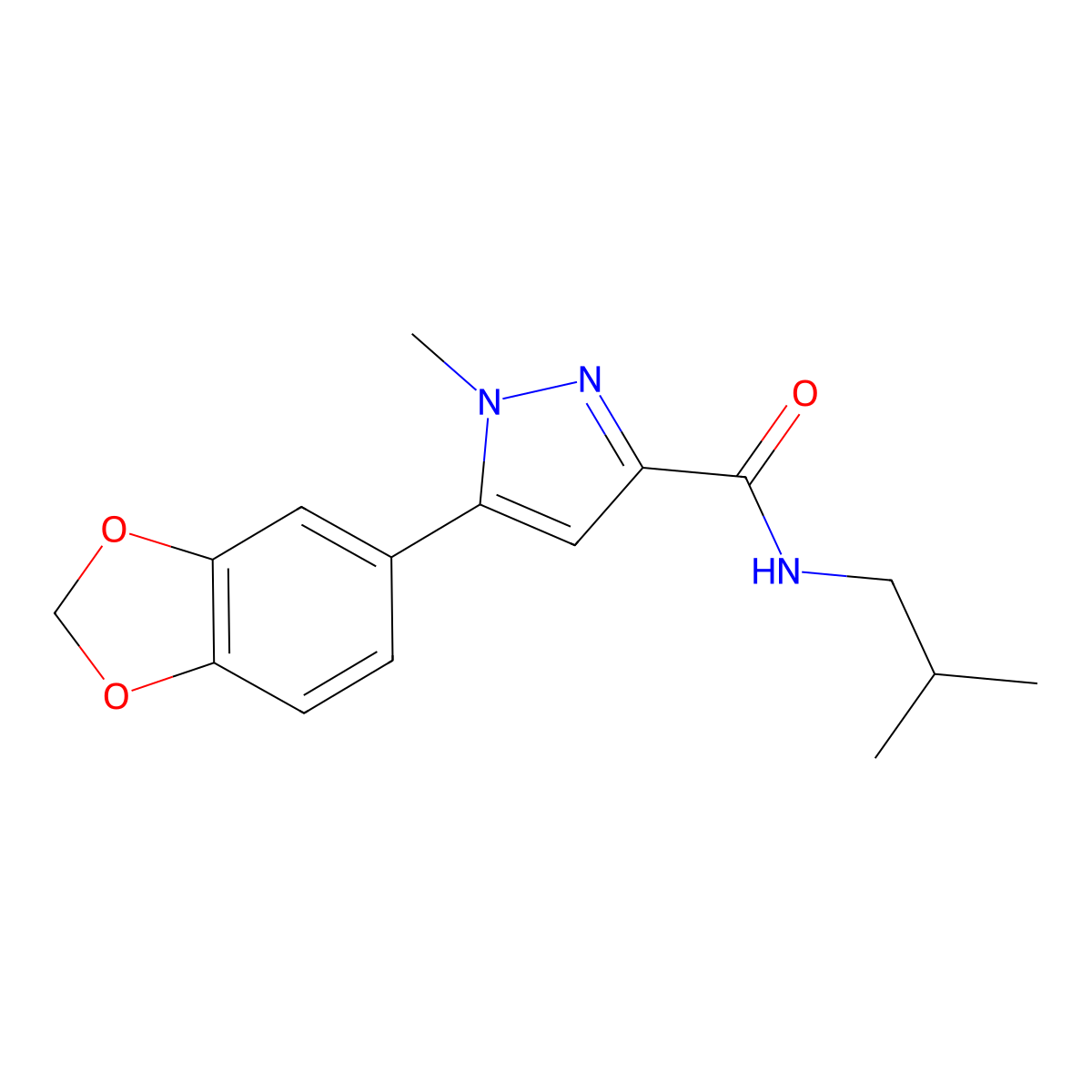 5-(1,3-benzodioxol-5-yl)-N~3~-isobutyl-1-methyl-1H-pyrazole-3-carboxamide molecular structure, CAS 1189460-83-0