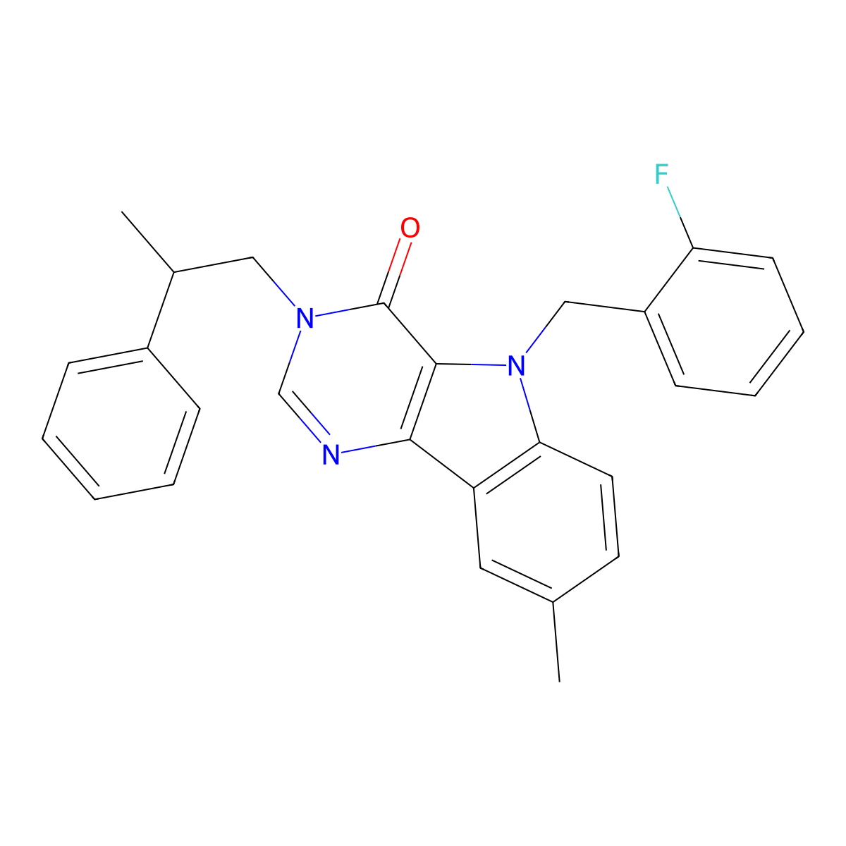 5-(2-fluorobenzyl)-8-methyl-3-(2-phenylpropyl)-3H-pyrimido[5,4-b]indol-4(5H)-one molecular structure, CAS 1189461-40-2
