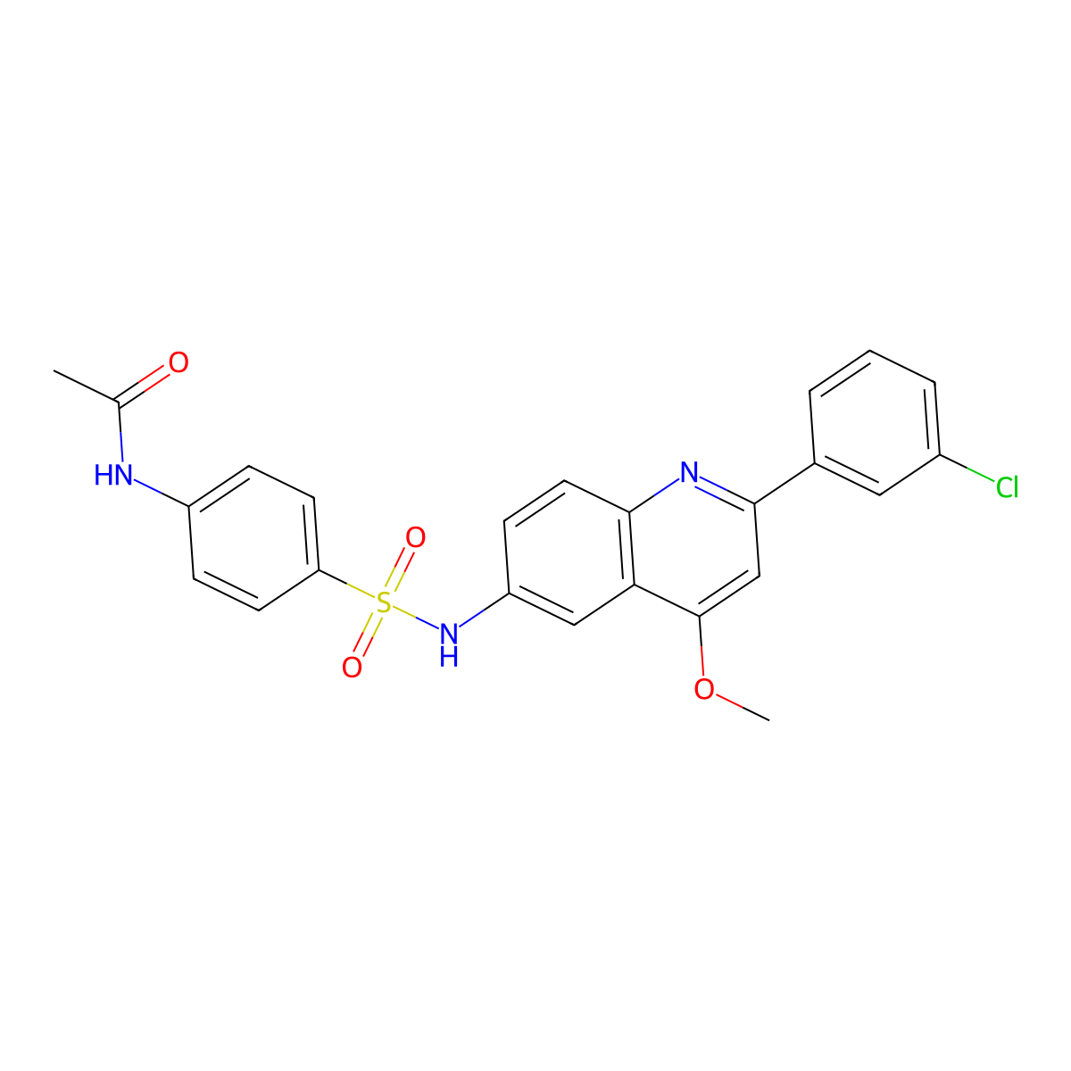 N-(4-{[2-(3-chlorophenyl)-4-methoxyquinolin-6-yl]sulfamoyl}phenyl)acetamide molecular structure, CAS 1189461-64-0
