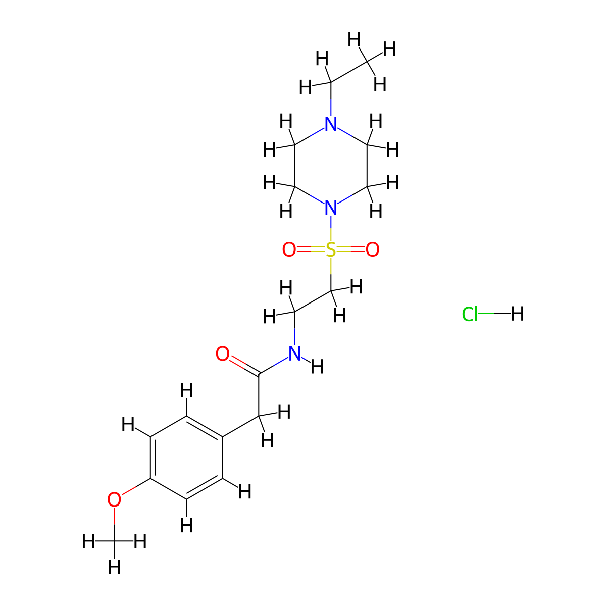 N-{2-[(4-ethylpiperazin-1-yl)sulfonyl]ethyl}-2-(4-methoxyphenyl)acetamide hydrochloride molecular structure, CAS 1189461-98-0