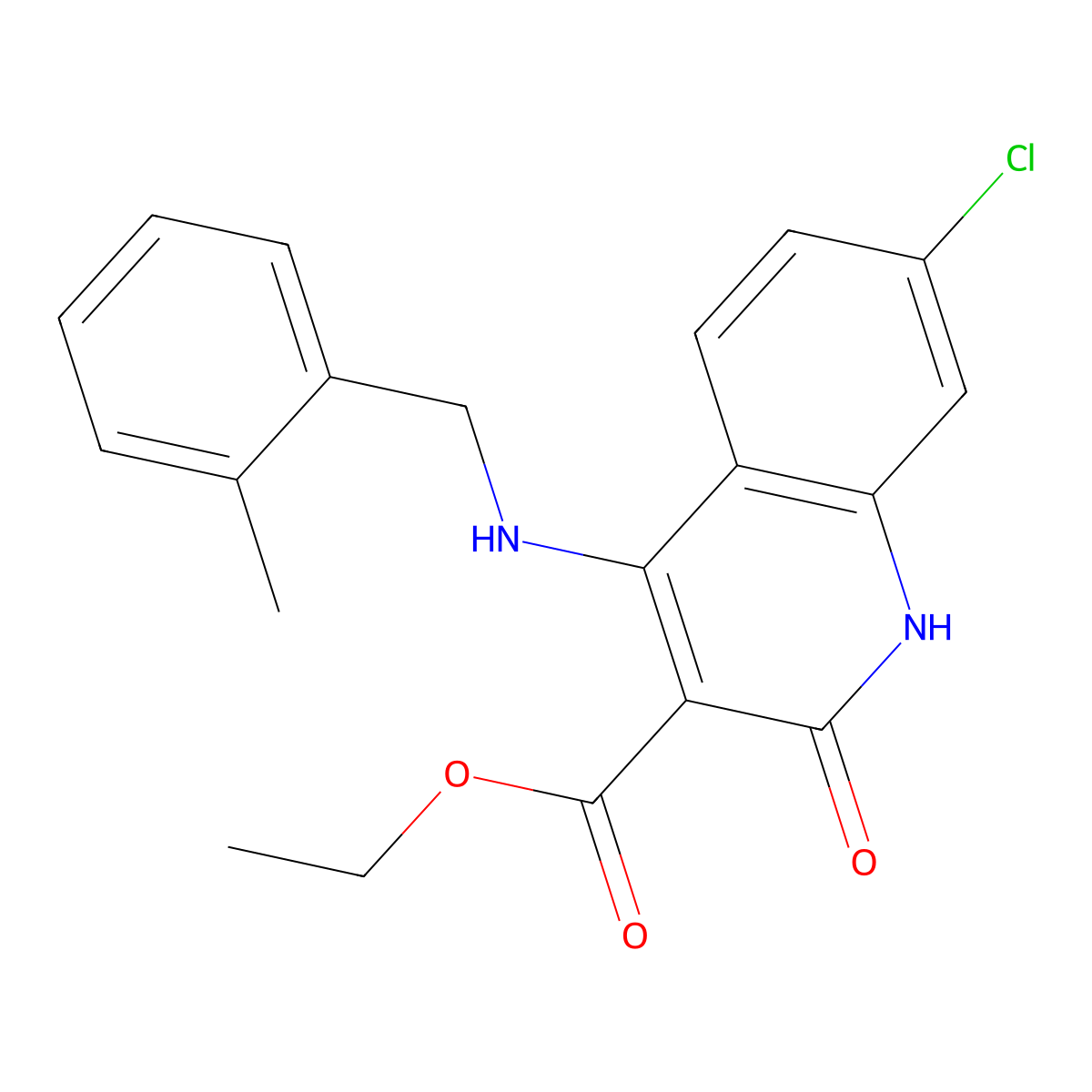 Ethyl 7-chloro-4-((2-methylbenzyl)amino)-2-oxo-1,2-dihydroquinoline-3-carboxylate molecular structure, CAS 1189464-47-8