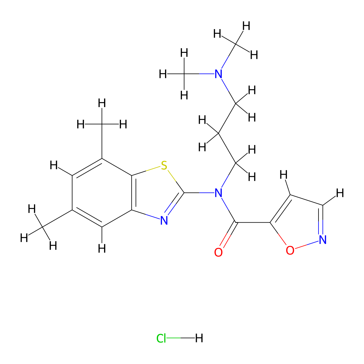 N-(3-(dimethylamino)propyl)-N-(5,7-dimethylbenzo[d]thiazol-2-yl)isoxazole-5-carboxamide hydrochloride molecular structure, CAS 1189464-63-8