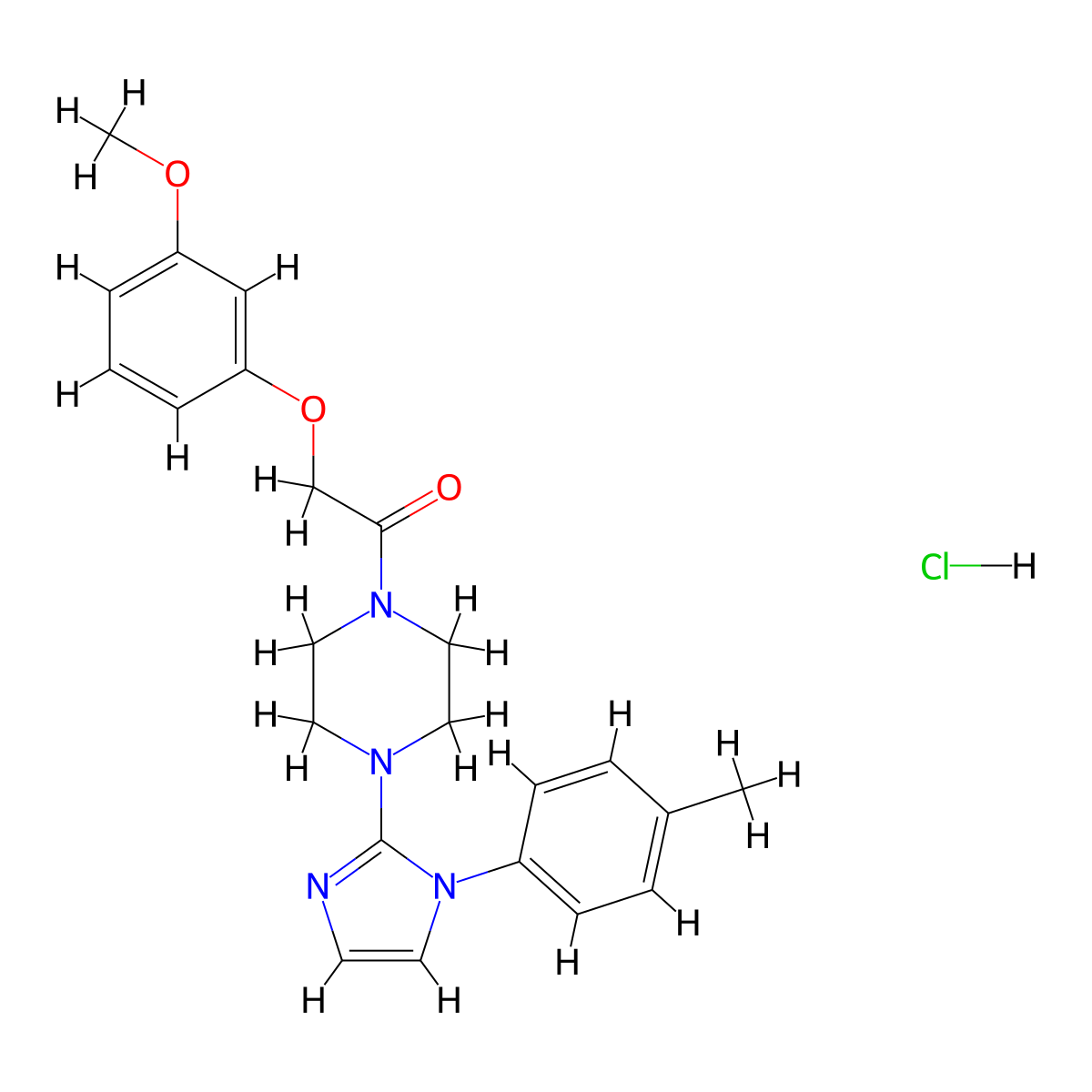 2-(3-methoxyphenoxy)-1-(4-(1-(p-tolyl)-1H-imidazol-2-yl)piperazin-1-yl)ethanone hydrochloride molecular structure, CAS 1189464-71-8