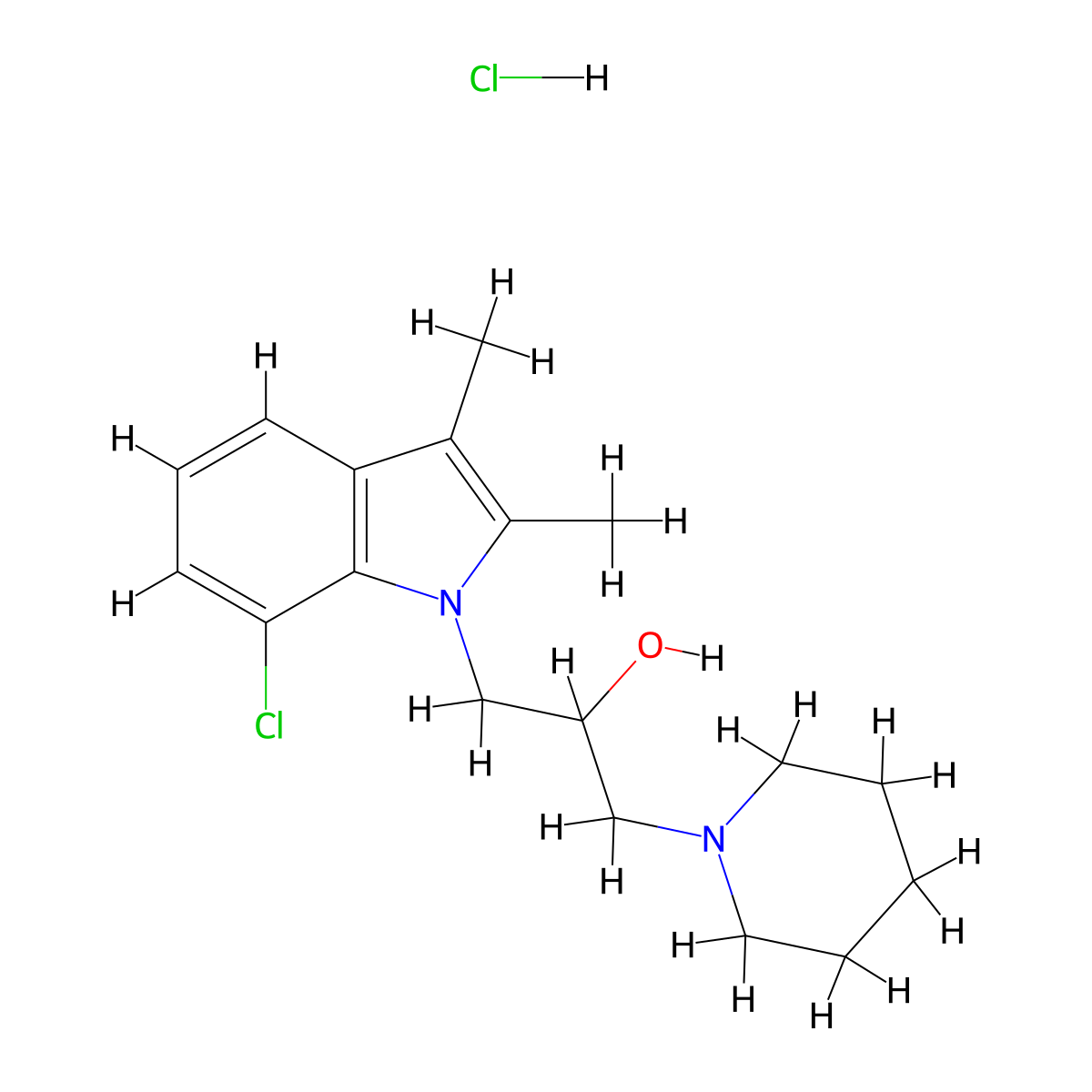 1-(7-chloro-2,3-dimethyl-1H-indol-1-yl)-3-(piperidin-1-yl)propan-2-ol hydrochloride molecular structure, CAS 1189465-26-6