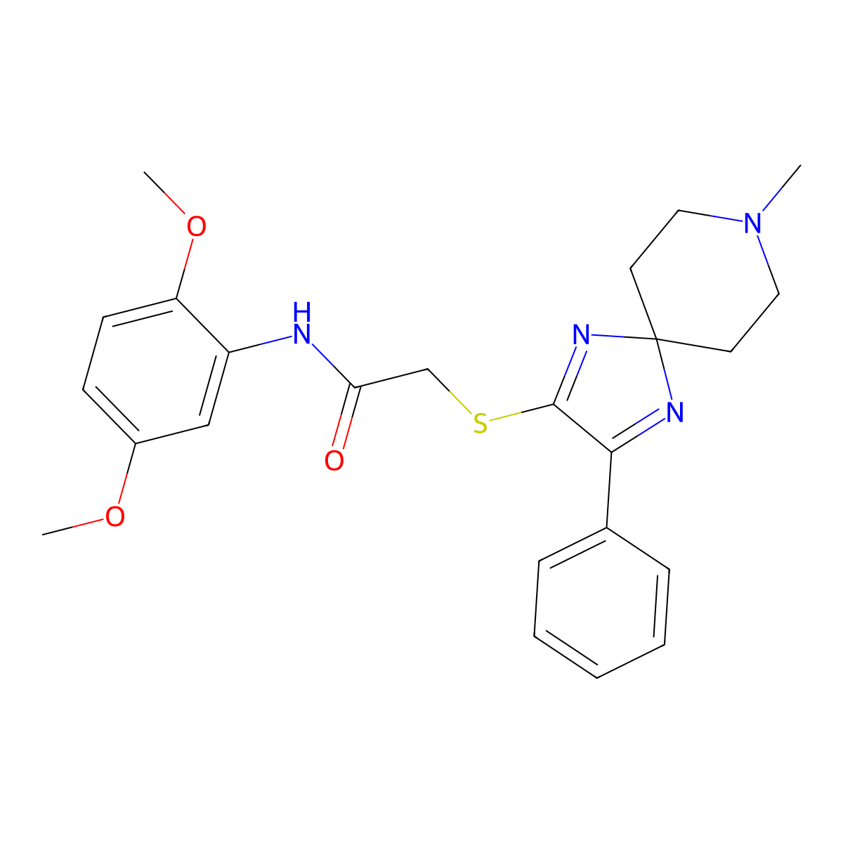 N-(2,5-dimethoxyphenyl)-2-((8-methyl-3-phenyl-1,4,8-triazaspiro[4.5]deca-1,3-dien-2-yl)thio)acetamide molecular structure, CAS 1189465-65-3