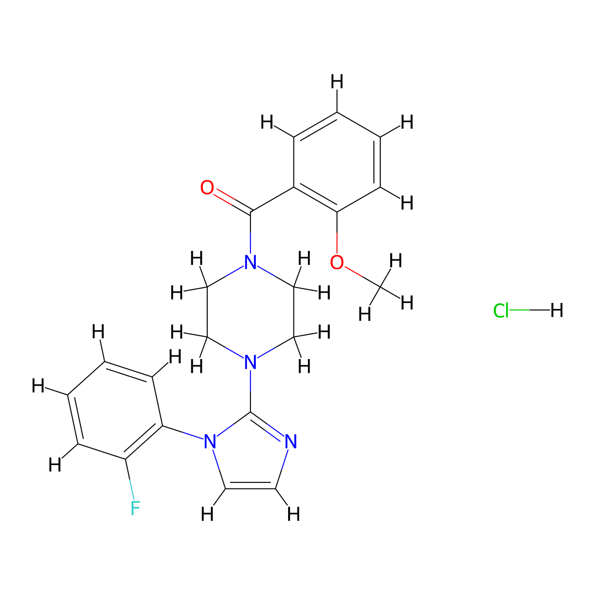 (4-(1-(2-fluorophenyl)-1H-imidazol-2-yl)piperazin-1-yl)(2-methoxyphenyl)methanone hydrochloride molecular structure, CAS 1189466-09-8