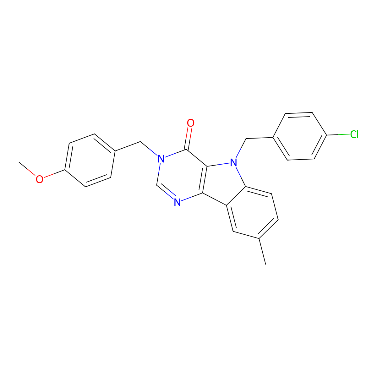 5-(4-chlorobenzyl)-3-(4-methoxybenzyl)-8-methyl-3H-pyrimido[5,4-b]indol-4(5H)-one molecular structure, CAS 1189466-25-8