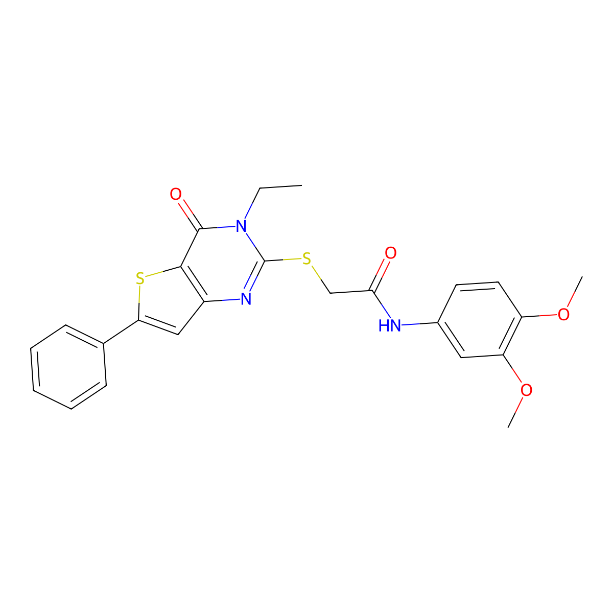 N-(3,4-dimethoxyphenyl)-2-({3-ethyl-4-oxo-6-phenyl-3H,4H-thieno[3,2-d]pyrimidin-2-yl}sulfanyl)acetamide molecular structure, CAS 1189467-61-5