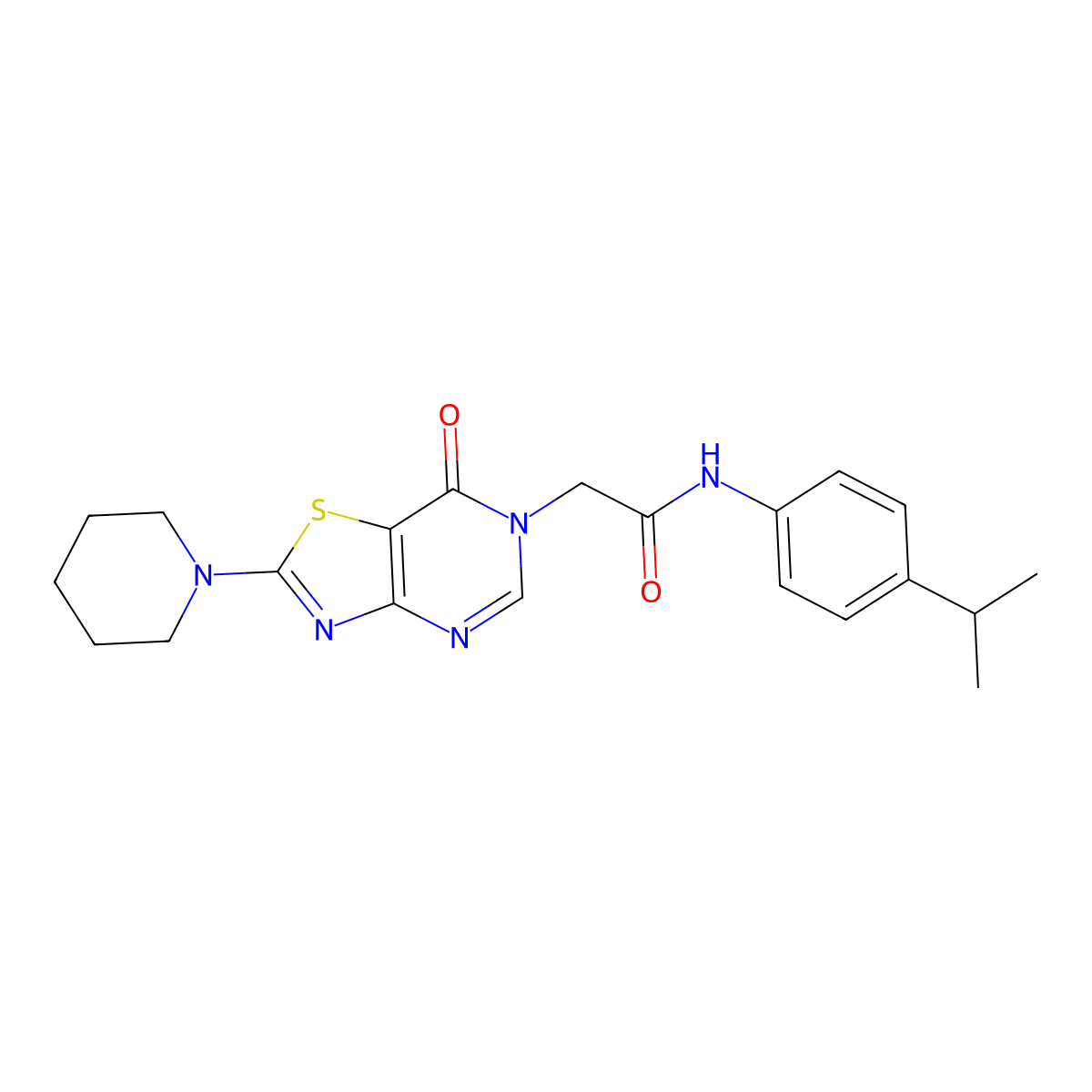 N-(4-isopropylphenyl)-2-(7-oxo-2-(piperidin-1-yl)thiazolo[4,5-d]pyrimidin-6(7H)-yl)acetamide molecular structure, CAS 1189467-80-8