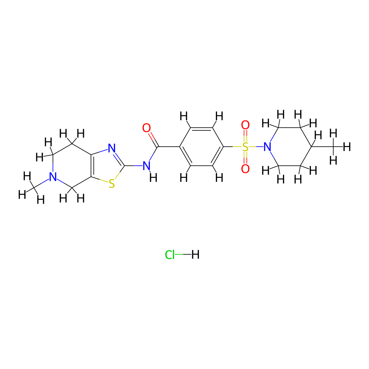 N-(5-methyl-4,5,6,7-tetrahydrothiazolo[5,4-c]pyridin-2-yl)-4-((4-methylpiperidin-1-yl)sulfonyl)benzamide hydrochloride molecular structure, CAS 1189468-66-3