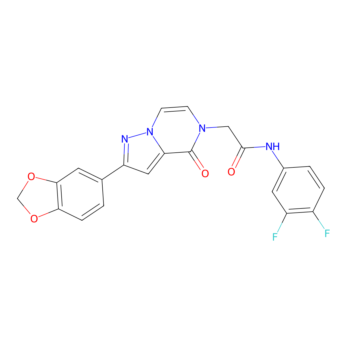 2-[2-(1,3-benzodioxol-5-yl)-4-oxopyrazolo[1,5-a]pyrazin-5(4H)-yl]-N-(3,4-difluorophenyl)acetamide molecular structure, CAS 1189468-71-0