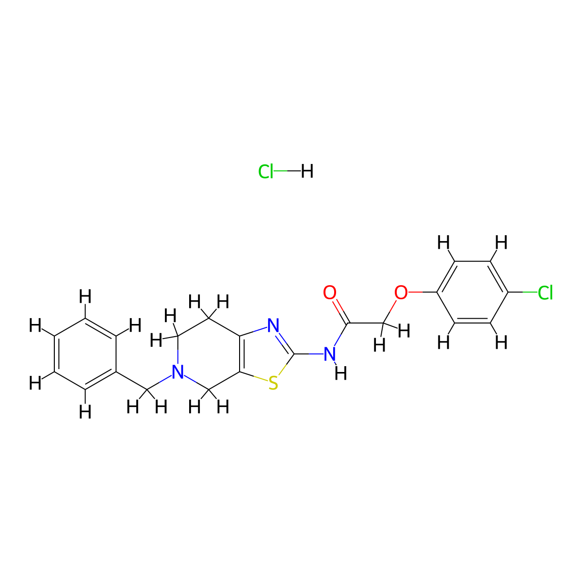 N-(5-benzyl-4,5,6,7-tetrahydrothiazolo[5,4-c]pyridin-2-yl)-2-(4-chlorophenoxy)acetamide hydrochloride molecular structure, CAS 1189469-95-1