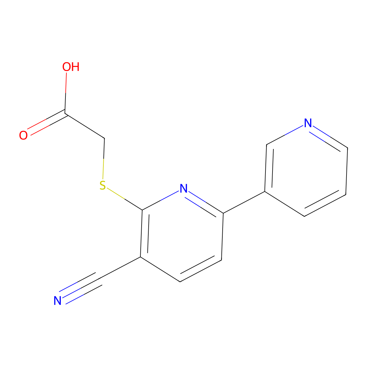2-(3-Cyano-6-(3-pyridyl)-2-pyridylthio)acetic acid molecular structure, CAS 118947-63-0