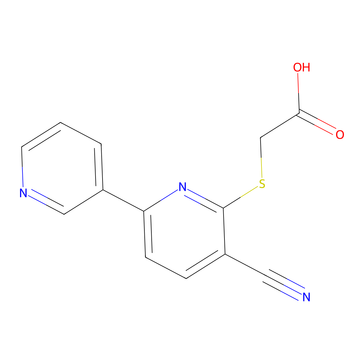 2-(3-Cyano-6-(3-pyridyl)-2-pyridylthio)acetic acid molecular structure, CAS 118947-63-0