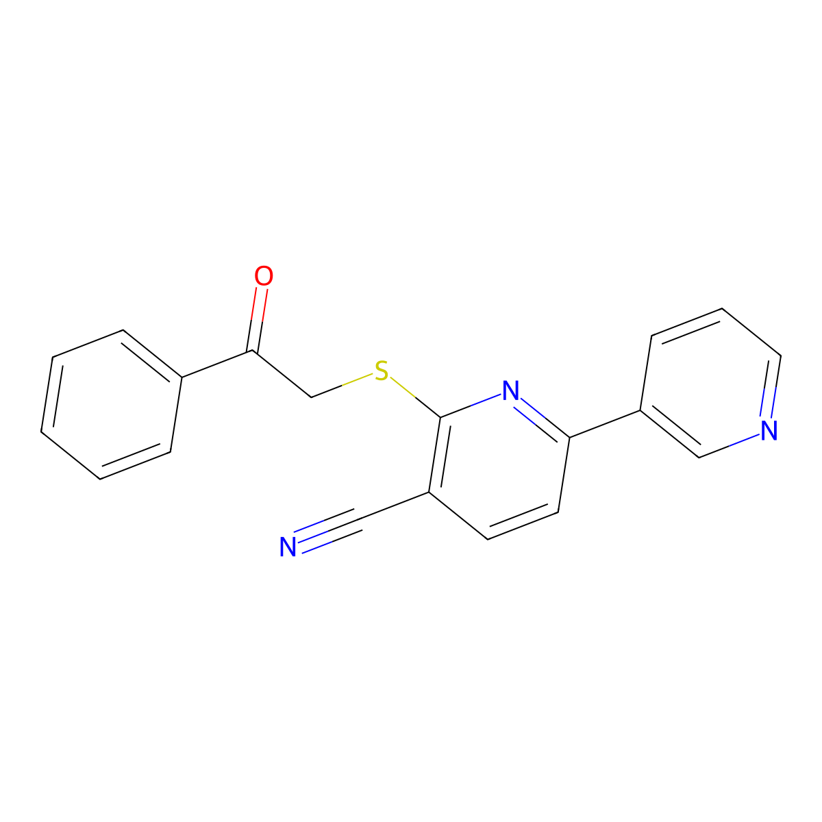 2-Phenacylsulfanyl-6-pyridin-3-ylpyridine-3-carbonitrile molecular structure, CAS 118947-64-1